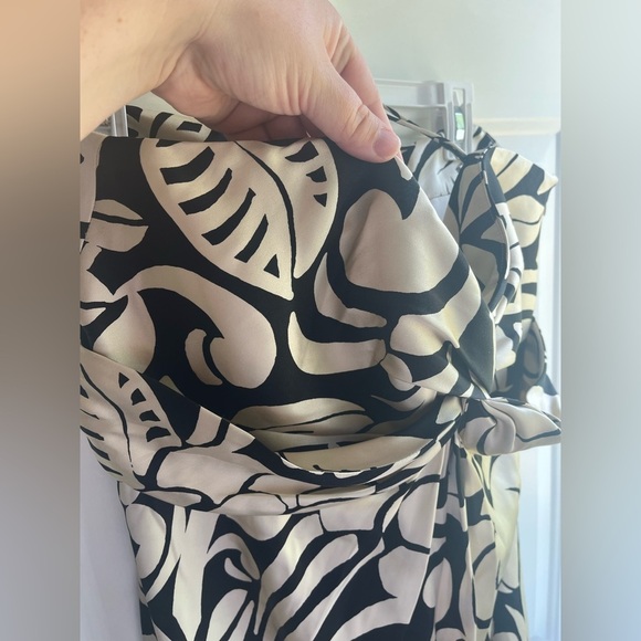 Ralph Lauren Gold and Black Tropical Print 100% Silk Strapless Satin Dress Sz 14 - Picture 6 of 10